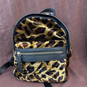 Topshop Leopard Velvet Mini Backpack | Animal Print Zip Front
